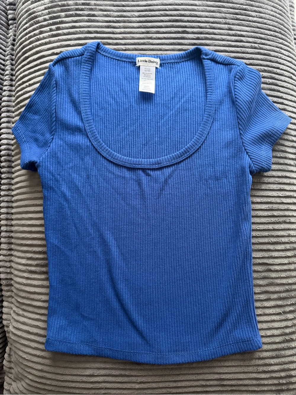 Ribbed Scoop Crop Top - Cobalt Blue